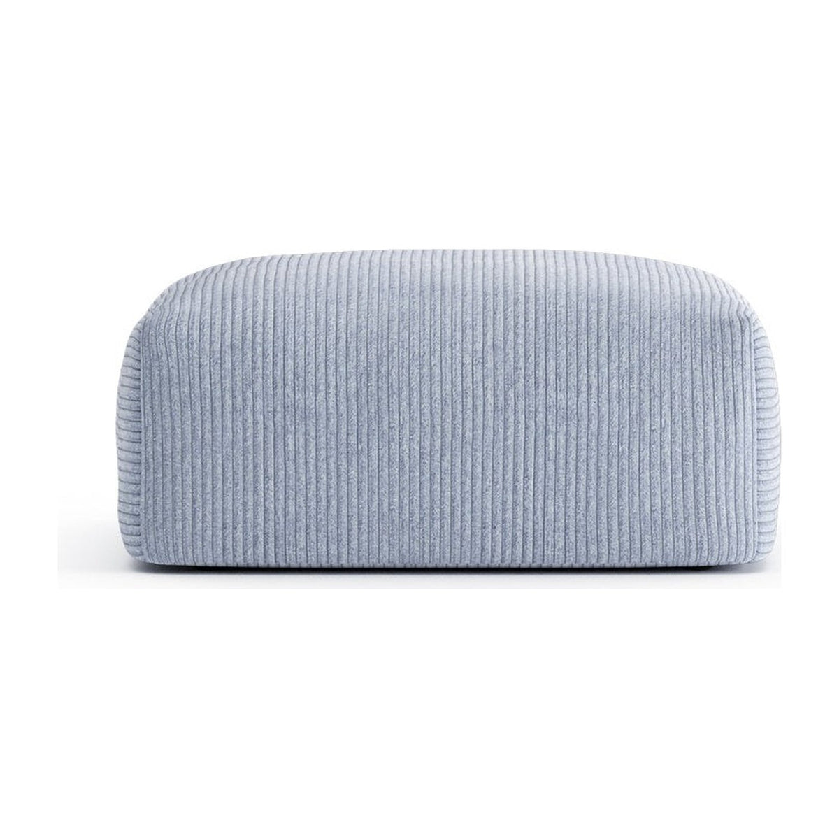 Assise carrée compacte Cloud 85×85, canapé modulable, velours côtelé bleu clair, fond neutre