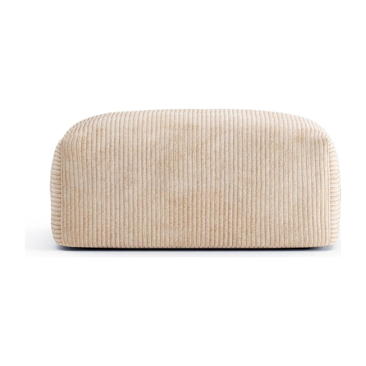 Cloud 85×85, assise carrée compacte en velours côtelé écru, vue rapprochée
