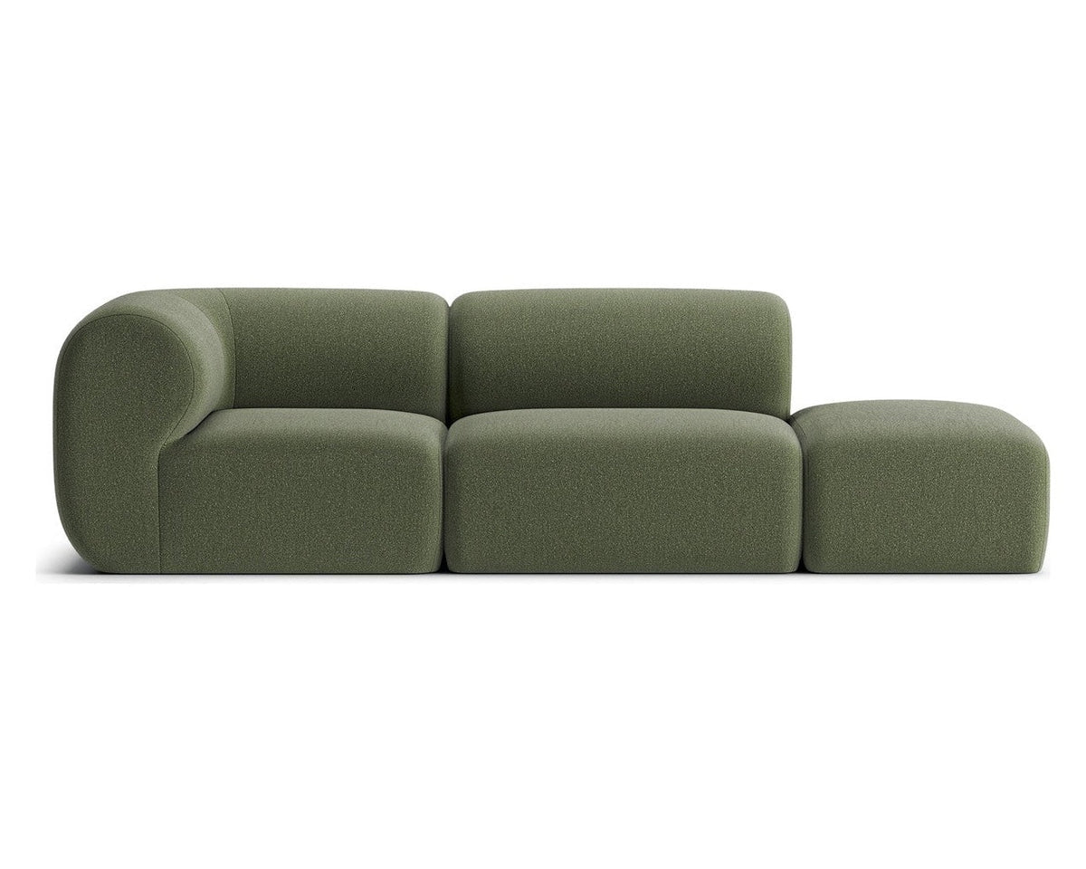 Canapé modulable Hug 258 cm avec pouf, photo studio sur fond blanc, vue 2
