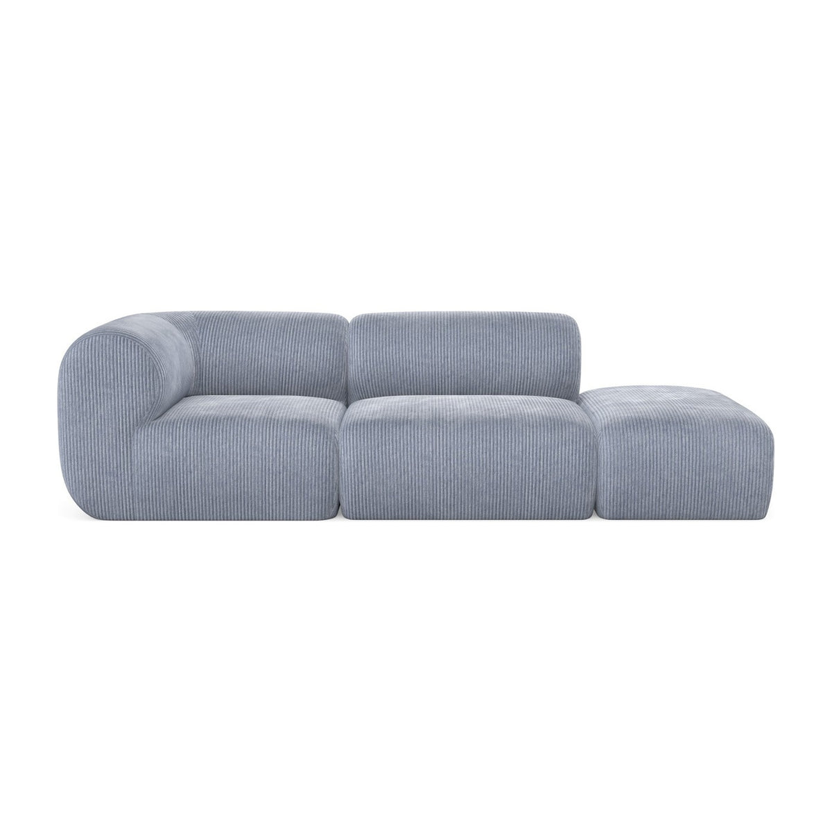 Canapé modulable Hug 3 places avec pouf, photo studio sur fond blanc, vue 5
