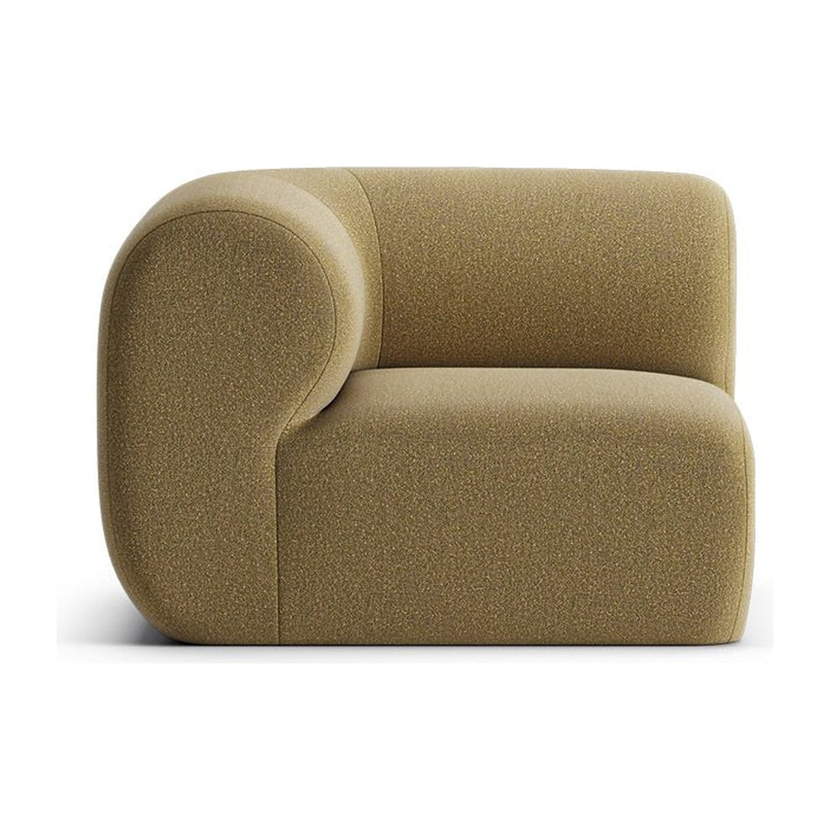 Hug MCL, module d’angle gauche en tissu beige, vue rapprochée