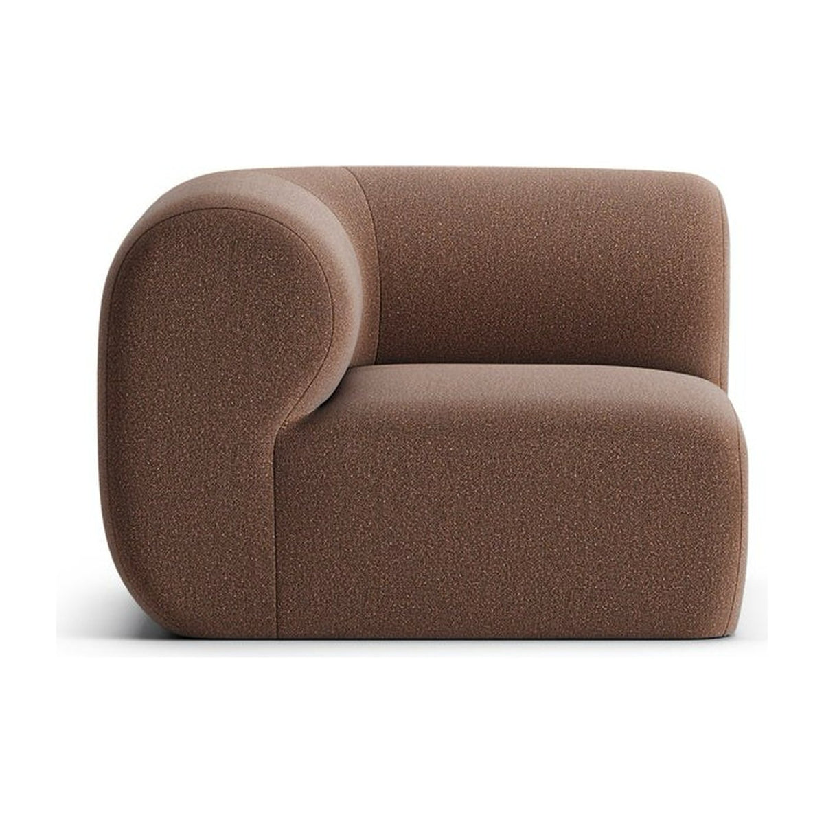 Hug MCL, module d’angle gauche en tissu brun rosé, vue rapprochée