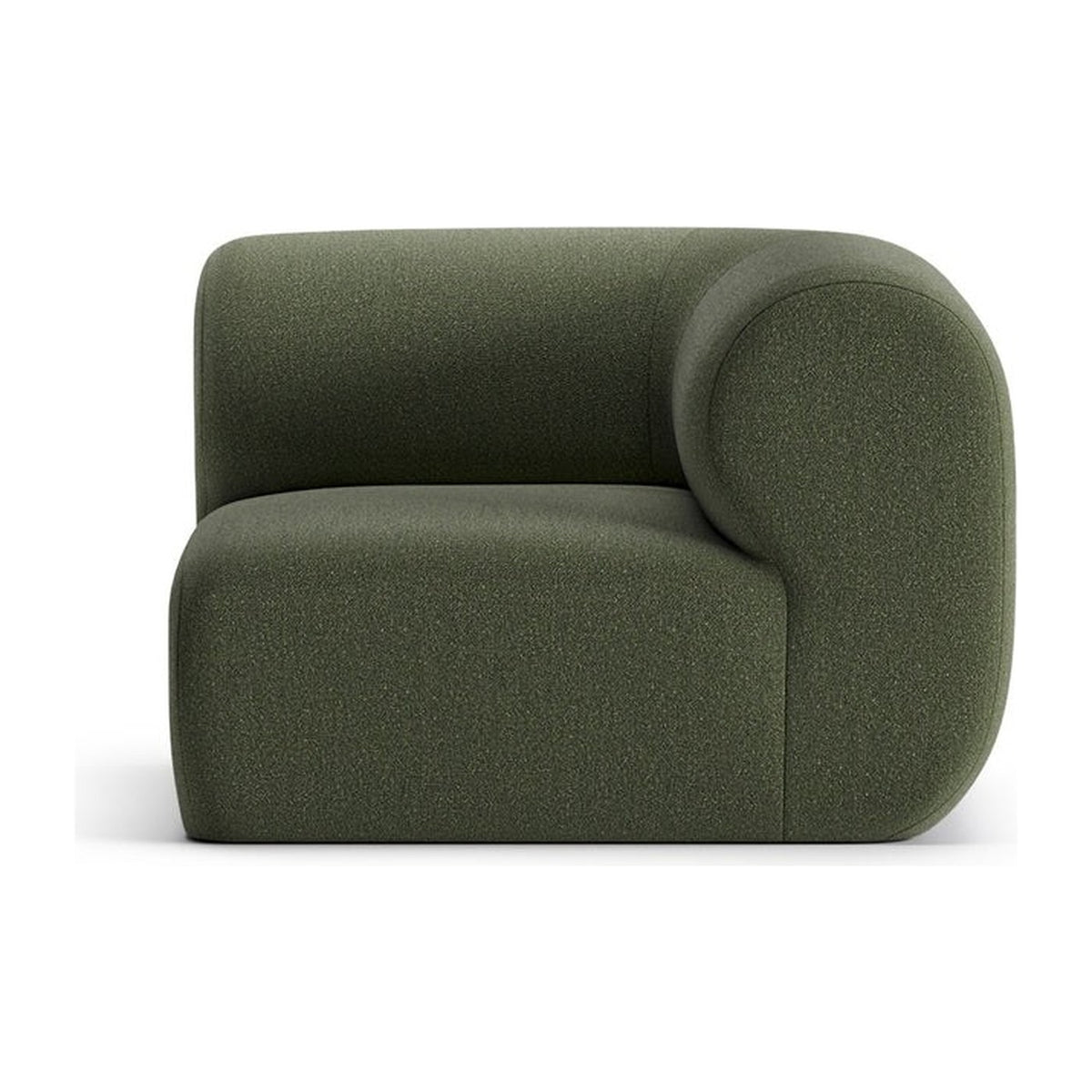 Module d’angle droit Hug MCR, canapé modulable, tissu vert olive, fond neutre