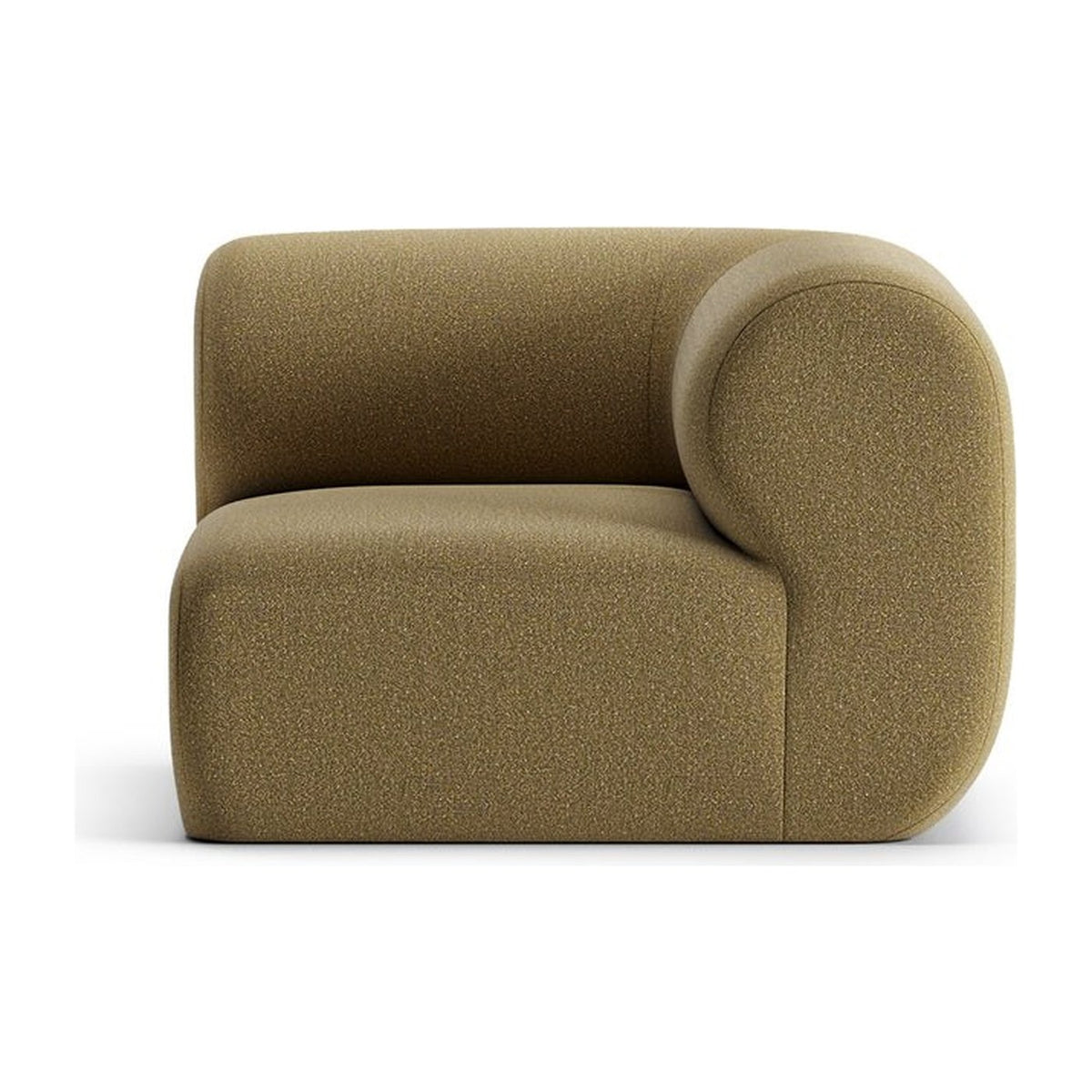 Hug MCR, module d’angle droit en tissu beige, vue rapprochée