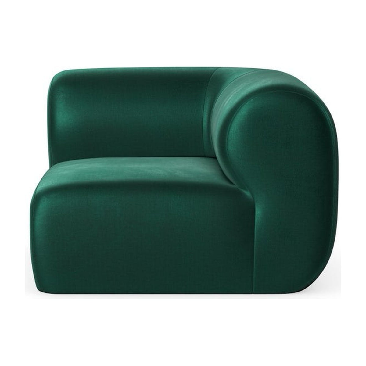 Hug MCR, module d’angle droit en velours vert foncé, vue rapprochée