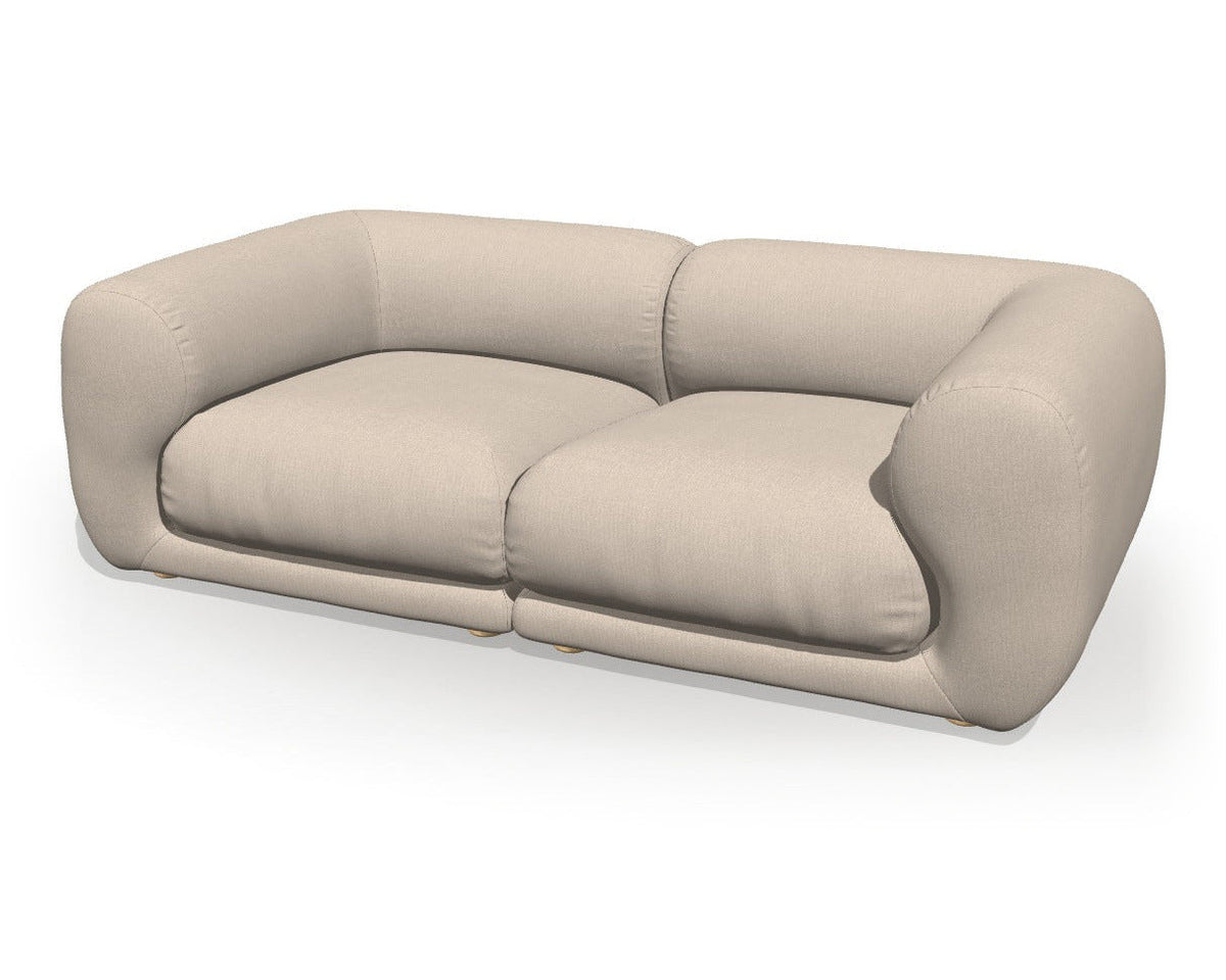 Canapé modulable Lazy 206 cm, tissu Nougat : rendu 3D du configurateur sur fond blanc (image de synthèse, pas une photo)