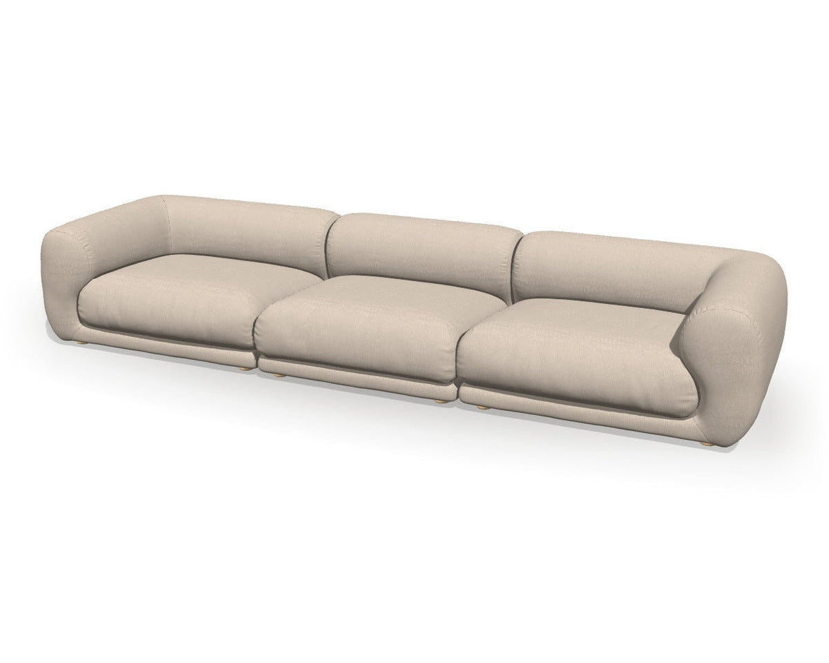 Canapé modulable Lazy 364 cm, tissu Nougat : rendu 3D du configurateur sur fond blanc (image de synthèse, pas une photo)