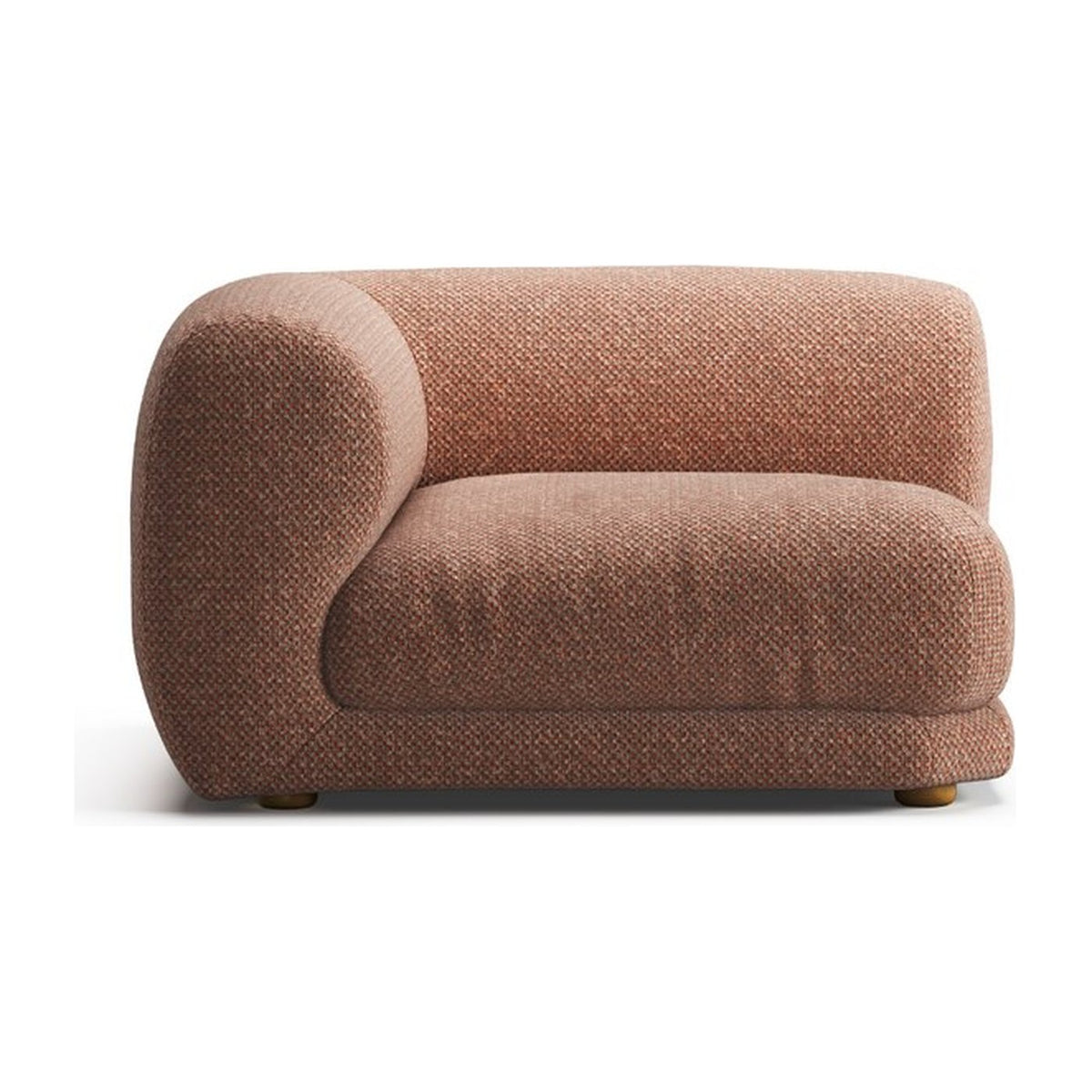 Module d'angle Lazy MC, canapé modulable, vue de face, tissu chiné terracotta