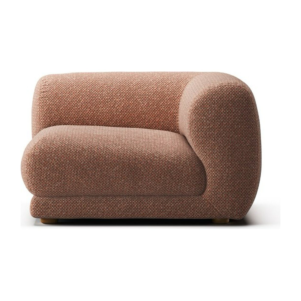 Module gauche étroit Lazy MLN, canapé modulable, vue de face, tissu chiné terracotta