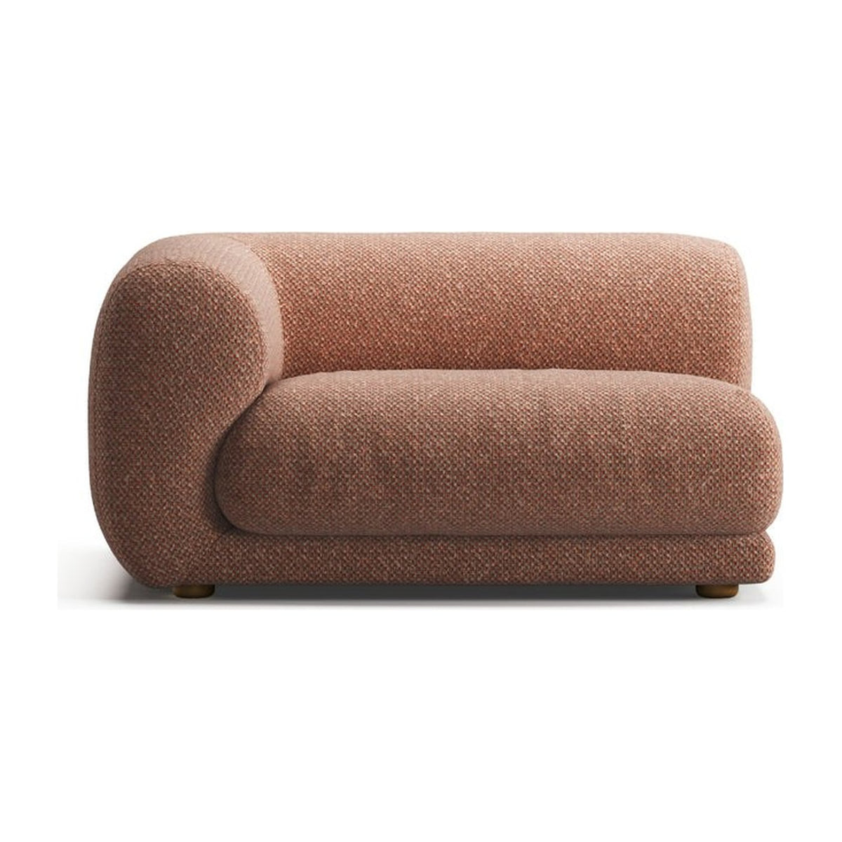 Module gauche large Lazy MLW, canapé modulable, vue de face, tissu chiné terracotta