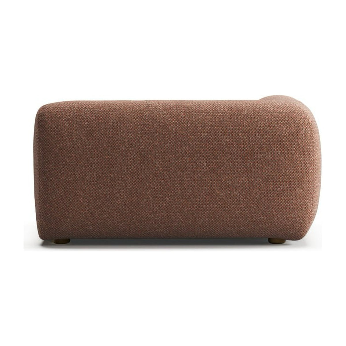 Lazy MLW vu de dos : dossier de 34 cm et accoudoir gauche, tissu chiné terracotta