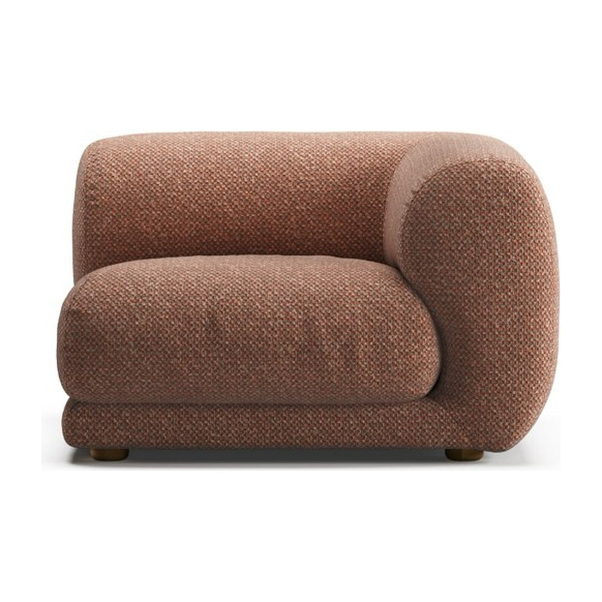 Module droit étroit Lazy MRN, canapé modulable, vue de face, tissu chiné terracotta