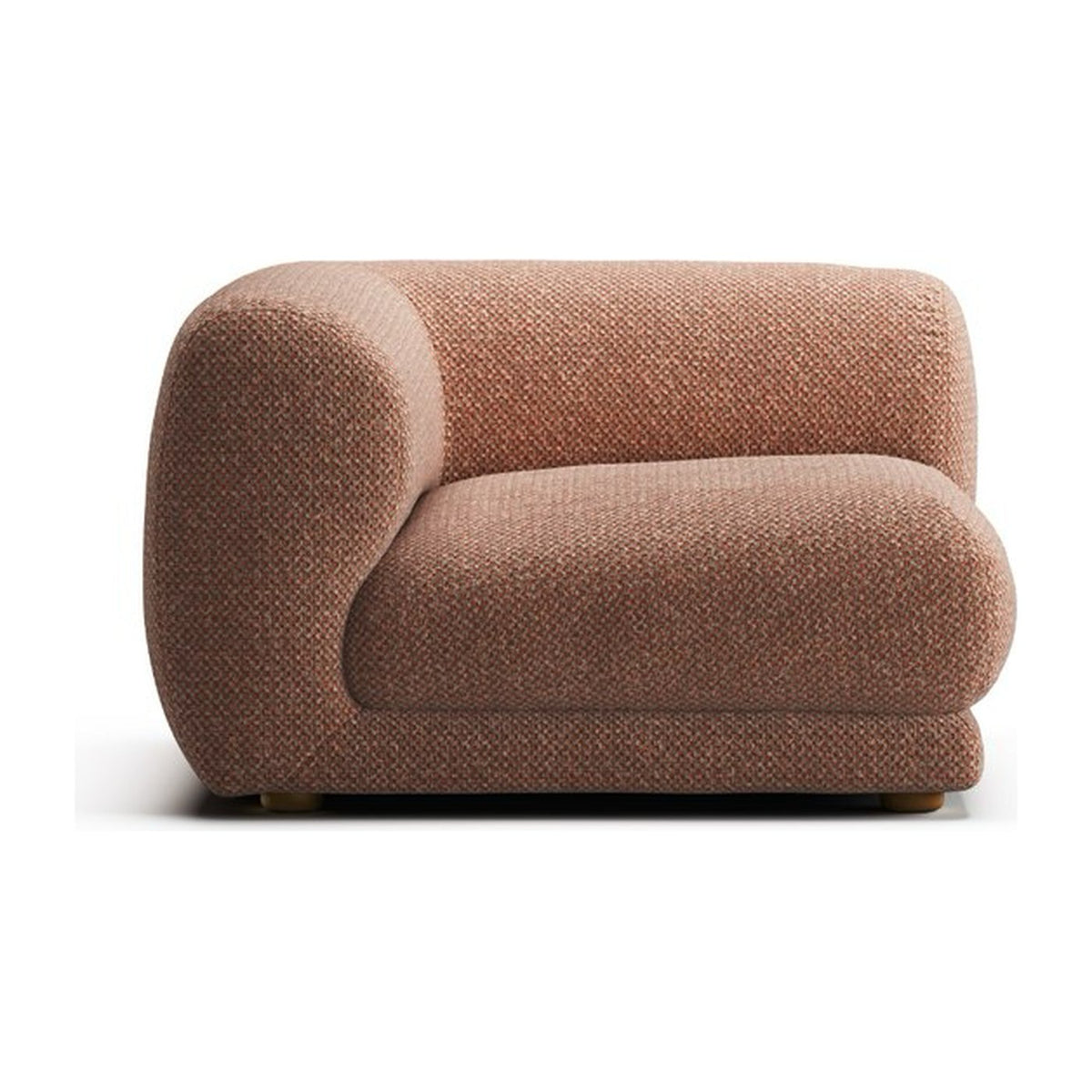 Lazy MRN vu de dos : dossier de 34 cm et accoudoir droit, tissu chiné terracotta