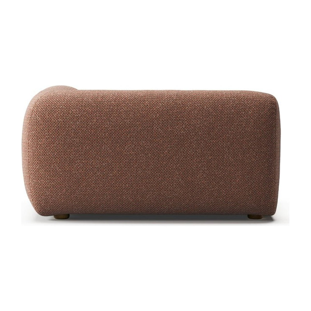 Lazy MRW vu de dos : dossier de 34 cm et accoudoir droit, tissu chiné terracotta