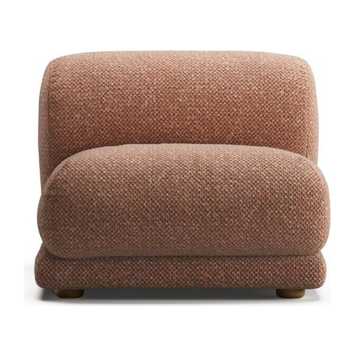 Assise centrale étroite Lazy MSN, canapé modulable, vue de face, tissu chiné terracotta