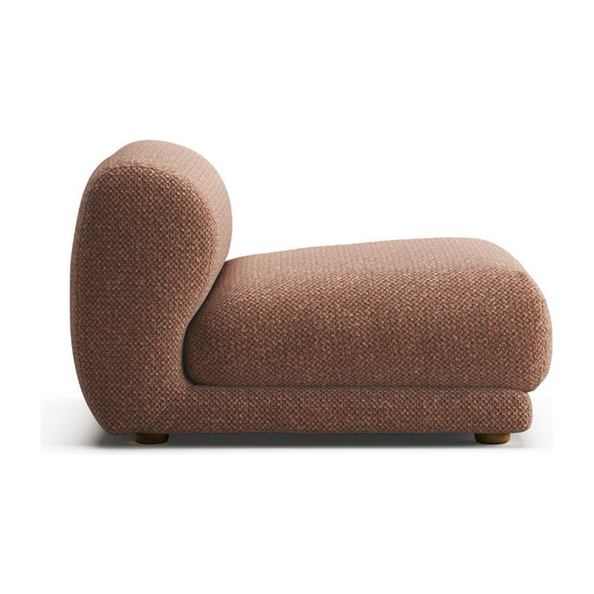 Lazy MSW vue de côté : profondeur 107 cm, hauteur 65 cm, pieds en bois dur ciré