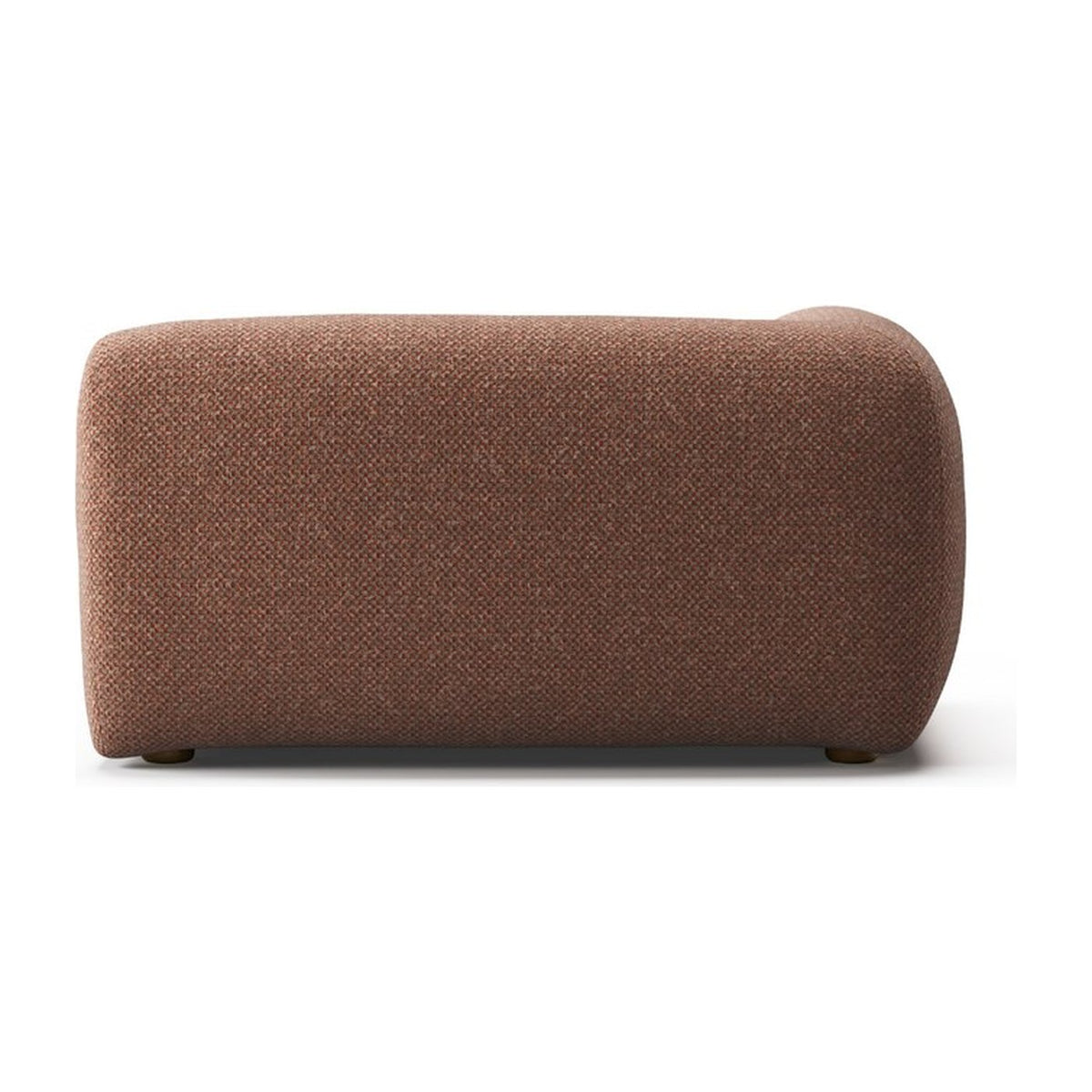 Lazy OTLW vue de dos : dossier de 34 cm et accoudoir gauche, tissu chiné terracotta