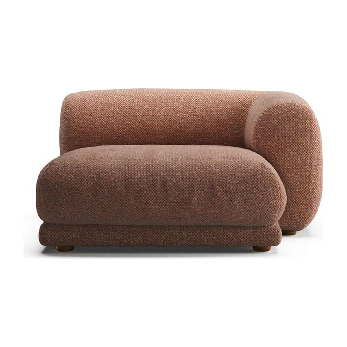Méridienne à droite Lazy OTRW, canapé modulable, vue de face, tissu chiné terracotta