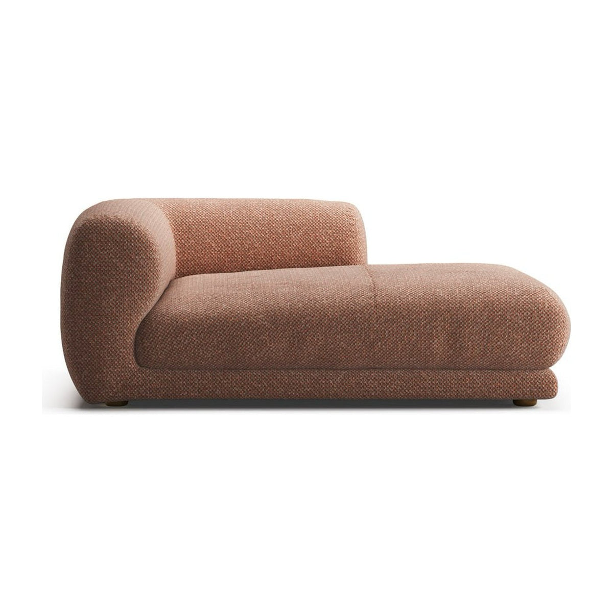 Lazy OTRW vue de côté : méridienne de 168 cm de profondeur, accoudoir droit, tissu chiné terracotta