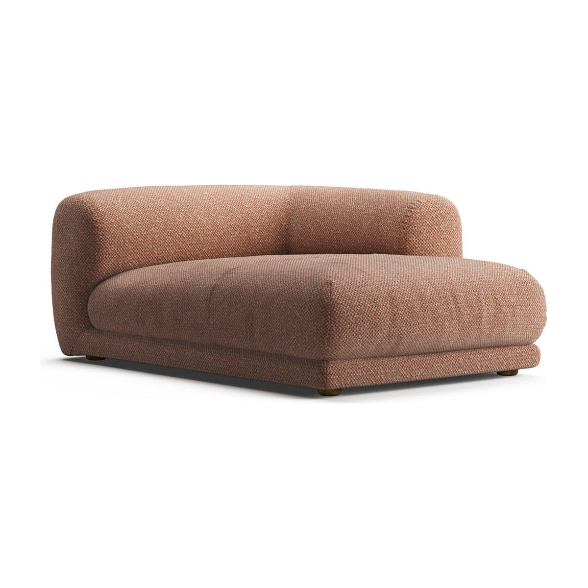 Lazy OTRW en vue trois quarts avant : assise de 95 × 134 cm, tissu chiné terracotta