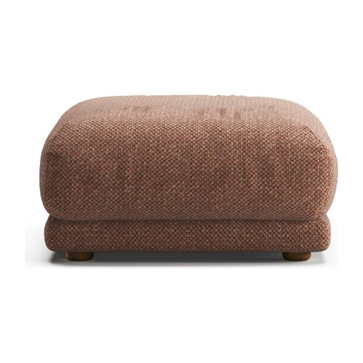 Pouf Lazy PN vu de côté : 58 cm de profondeur, 40 cm de hauteur, pieds en bois dur ciré