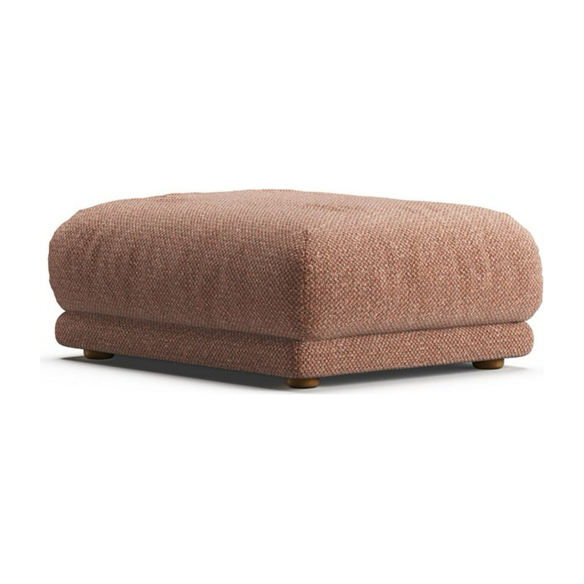 Pouf Lazy PN en vue trois quarts : assise rectangulaire de 82 × 58 cm, tissu chiné terracotta