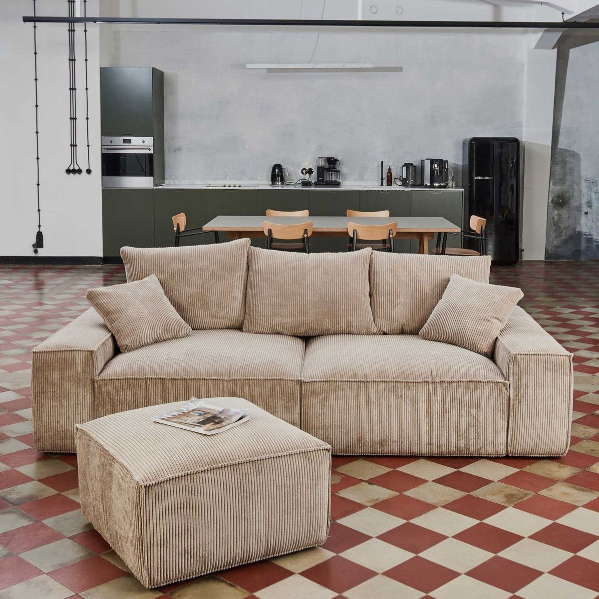 Canapé modulable Loft en situation, composition avec module d'angle droit MCR