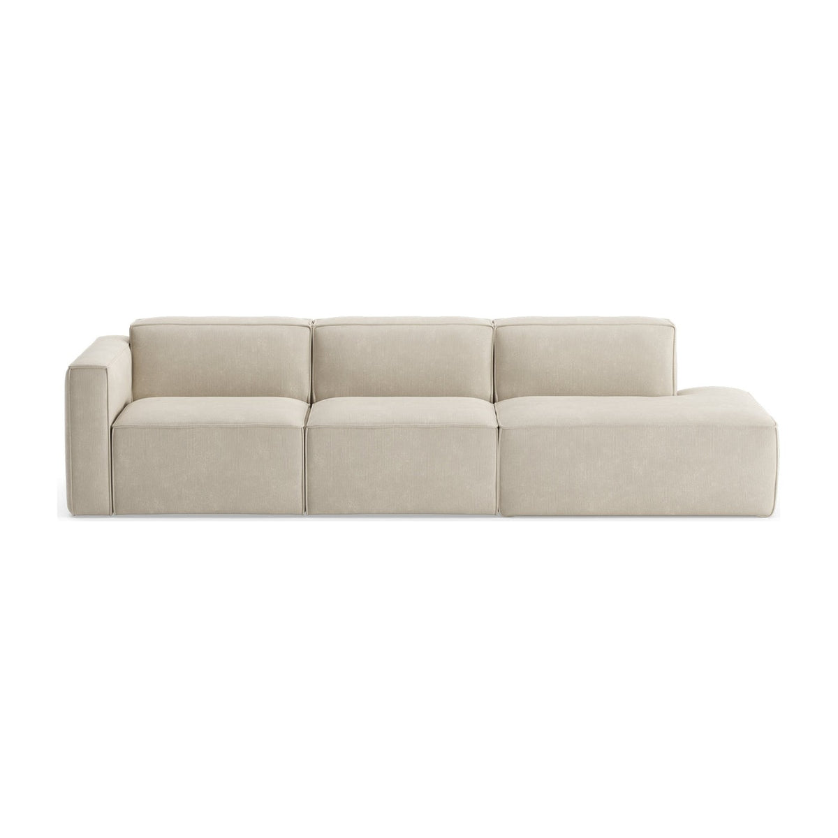 Canapé modulable Slay 3 places, extrémité ouverte à droite, photo studio sur fond blanc