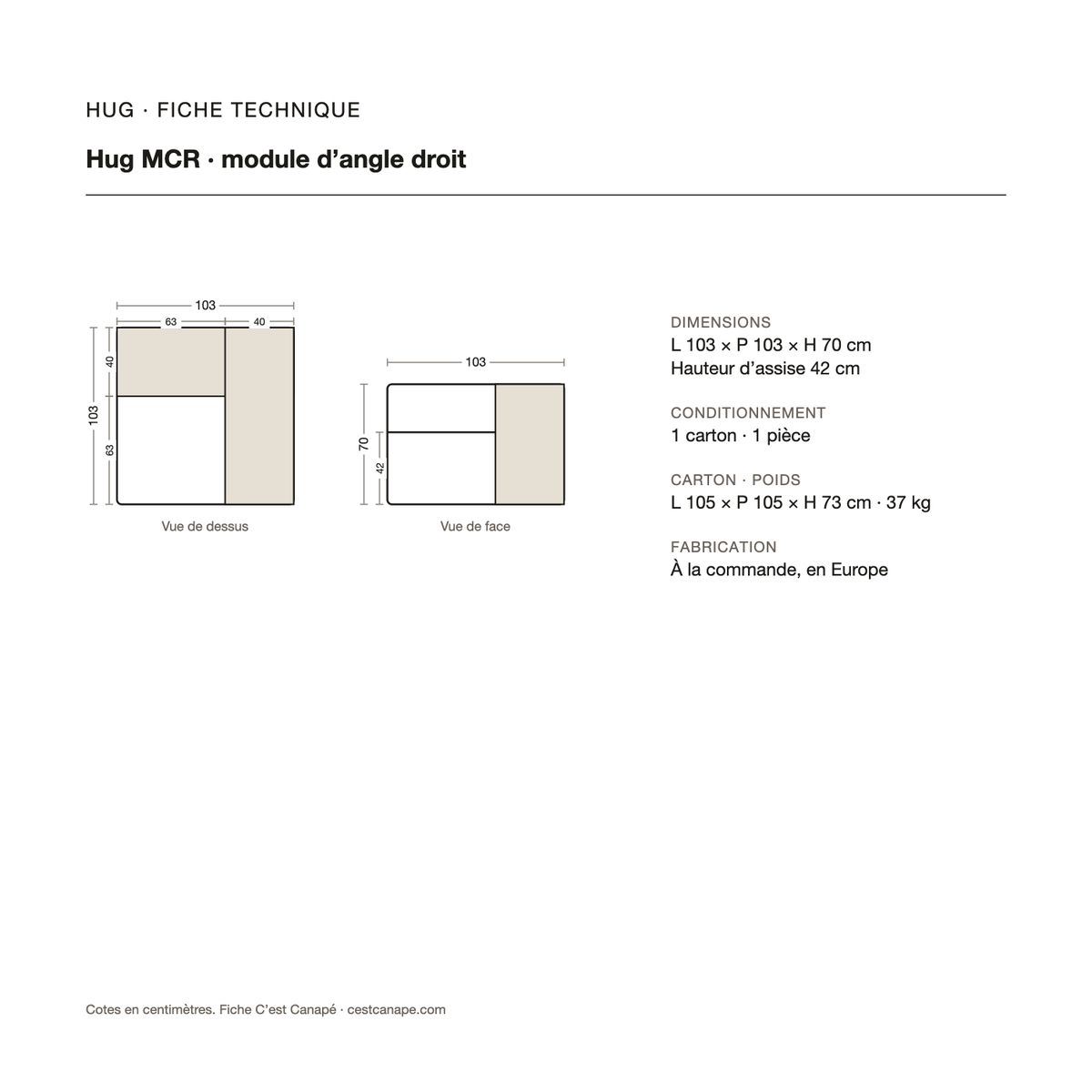 Hug MCR — module d’angle droit