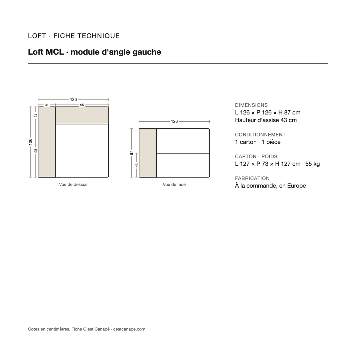 Loft MCL — module d'angle gauche