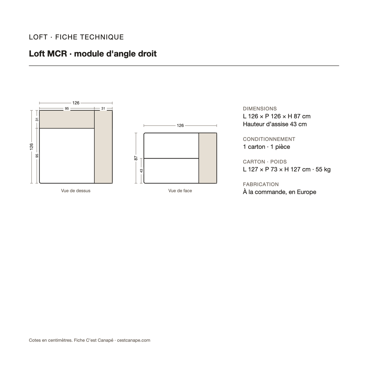 Loft MCR — module d'angle droit